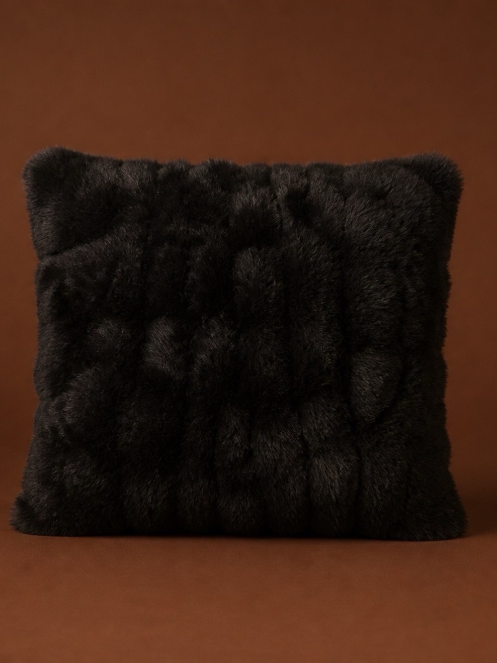 Black Faux Fur Throw Pillow Cover